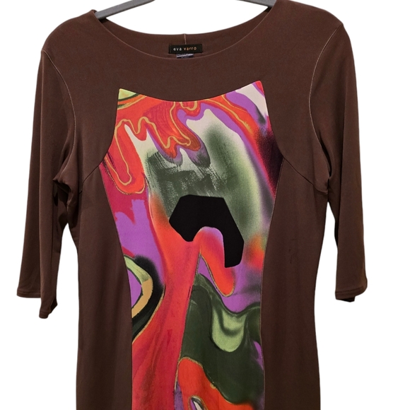 Eva Varro Abstract Print Three Quarter Sleeves Mini Dress. Size Medium - Picture 4 of 10